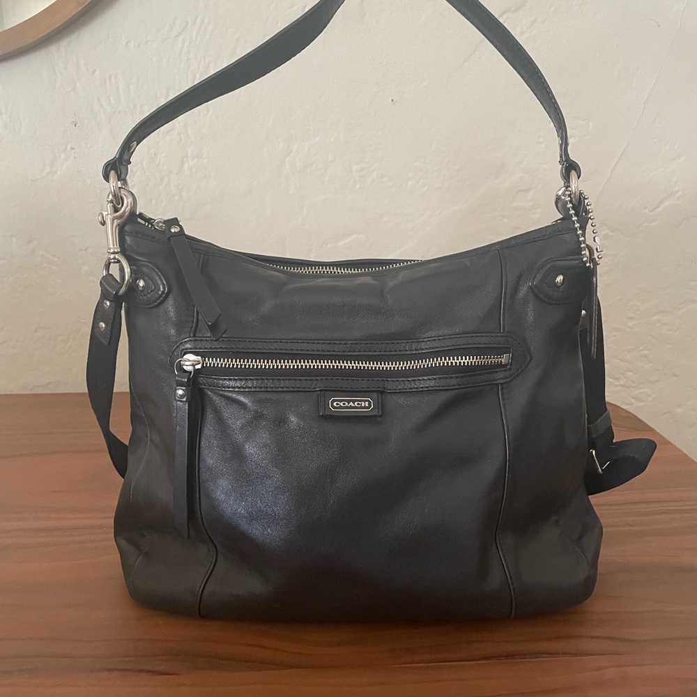Black leather Coach purse